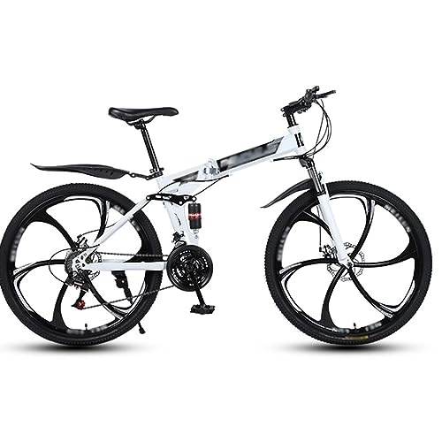 Folding Mountain Bike : NYASAA Adult Men's and Women's Mountain Bikes, Foldable High Carbon Steel Frame, 26 Inch Wheels, For Going Out, Sports (white 26)
