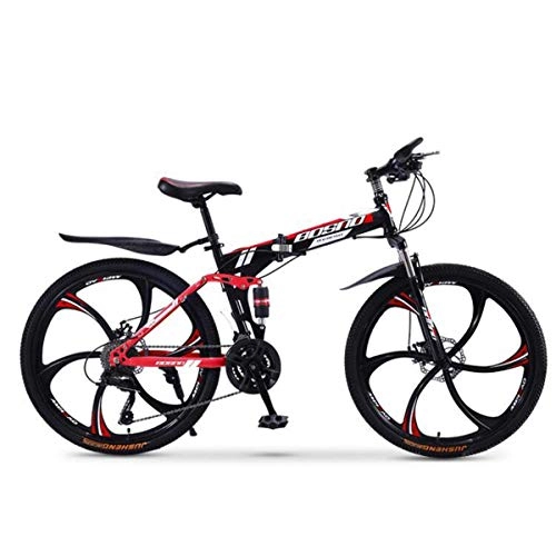 Folding Mountain Bike : NZ-Children's bicycles Full Dual-Suspension Mountain Bike, Featuring Steel Frame and 26-Inch Wheels with Mechanical Disc Brakes, 24-Speed Shimano Drivetrain, in Multiple Colors