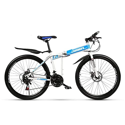 Folding Mountain Bike : NZKW Mountain Bike for Adults 26In Unisex Folding Outdoor Bicycle 21 Speeds(24 Speeds, 27 Speeds) Full Suspension MTB Bikes Double Disc Brake Bicycles