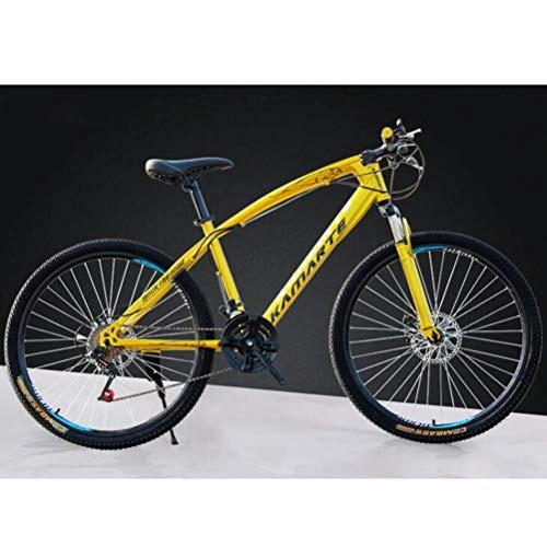 Folding Mountain Bike : Off-road Variable Speed City Road Bicycle Cycling, 26 Inch Riding Damping Mountain Bike Yellow 24 speed