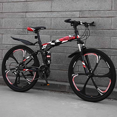 Folding Mountain Bike : OFFA Outroad Mountain Bike, Folding Mountain Bicycle 21 Speed 26 Inch Bikes, Carbon Steel Frame, Shock Absorber, Double Disc Brake Bicycles Outdoor Sport, Road Bikes For Adult Teen Student Women's Mens