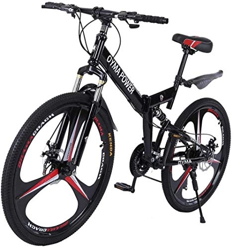 Folding Mountain Bike : Outdoor Bicycle - 26 Inch Folding Mountain Bike with 21 Speed Disc Brakes Full Suspension Non-Slip MTB Bikes Mountain Bike
