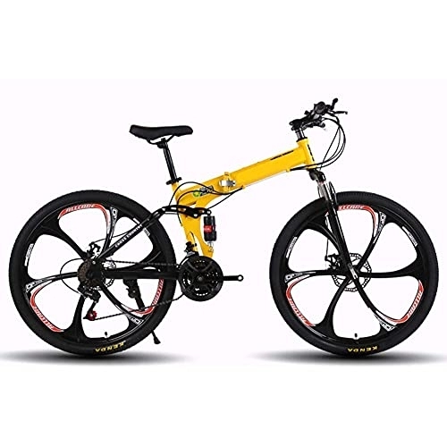 Folding Mountain Bike : Outdoor sports 26Inch Mountain Bike, Folding Bicycles, Full Suspension And Dual Disc Brake, Carbon Steel Frame 27Speed Bike (Color : Black)