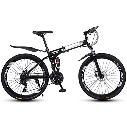 Folding Mountain Bike : Outdoor sports Folding Mountain Bike 21 Speed Mountain Bike 26 Inches Dual Suspension Bicycle And Double Disc Brake