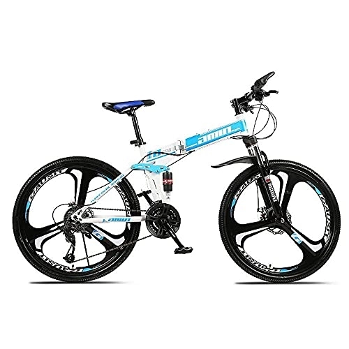 Folding Mountain Bike : Outdoor sports Folding mountain bike, 26 inch 27speed variable speed double shock absorption front and rear disc brakes soft tail men adult outdoor riding travel, C