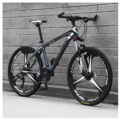 Folding Mountain Bike : Outdoor sports Mountain Bike 26 Inches, 3 Spoke Wheels with Dual Disc Brakes, Front Suspension Folding Bike 27 Speed MTB Bicycle, Gray