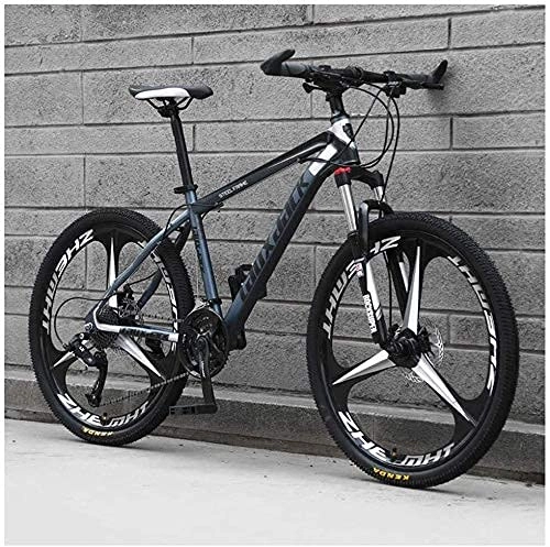 Folding Mountain Bike : Outdoor sports Mountain Bike 26 Inches, 3 Spoke Wheels with Dual Disc Brakes, Front Suspension Folding Bike 27 SpeedBicycle, Gray