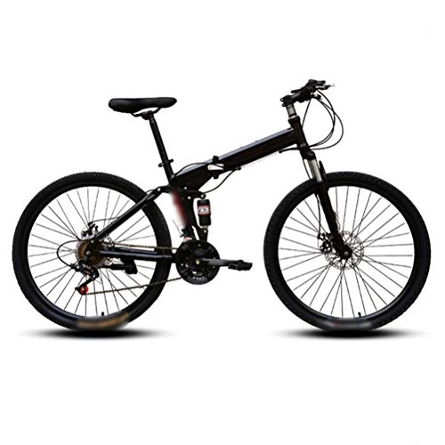 Folding Mountain Bike : Ouumeis Mountain Folding Bicycle, 26-Inch 24-Speed Spoke Wheel with Variable Speed Double Shock Absorber Bicycle Mountain Folding Bicycle Fast Folding, Easy To Carry, Black