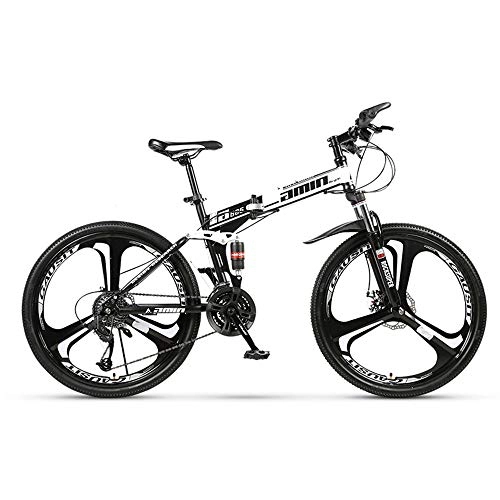 Folding Mountain Bike : OVO Folding mountain bike, 26 inch 27-speed variable speed double shock absorption front and rear disc brakes soft tail men adult outdoor riding travel, C