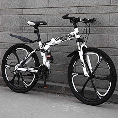 Folding Mountain Bike : Painting Folding Bike Bicycle Full Suspension Mountain Bikes High-Carbon Steel Frame And Dual Disc Brakes BXM bike (Color : C, Size : 26 inch 27 speed)