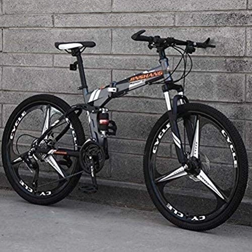 Folding Mountain Bike : Painting Mountain Bike Full Suspension Folding MBT Bikes Bicycle, High Carbon Steel Frame, Steel Disc Brake, 24 / 26 Inch Wheel BXM bike (Color : C, Size : 24 inch 24 speed)