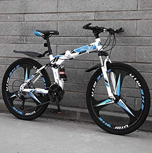 Folding Mountain Bike : Painting Mountain Bike Full Suspension MBT Bike High Carbon Steel Frame Folding Bicycles Dual Disc Brakes Mountain Bicycle BXM bike (Color : A, Size : 24 inch 21 speed)