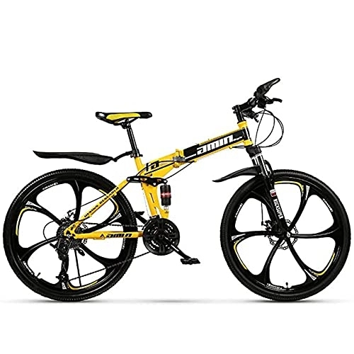 Folding Mountain Bike : PBTRM 24 / 26 Inch Mountain Bikes, 21 / 24 / 27 Speed Foldable Mountain Bike, High-Carbon Steel Frame, Hardtail Bicycles, Dual Disc Brake And Double Suspension Mens Bicycle, A26, 27 Speed
