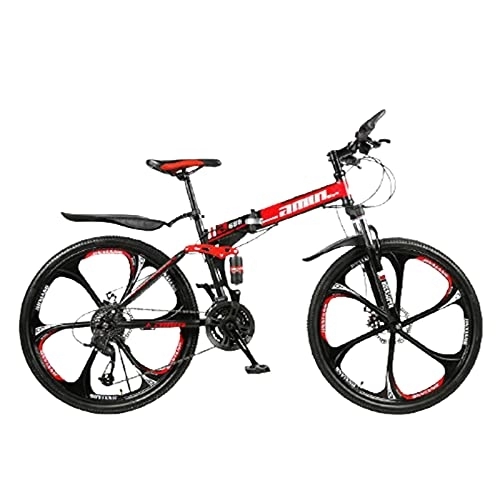 Folding Mountain Bike : PBTRM 24 / 26 Inch Mountain Bikes, 21 / 24 / 27 Speed Foldable Mountain Bike, High-Carbon Steel Frame, Hardtail Bicycles, Dual Disc Brake And Double Suspension Mens Bicycle, B24, 24 Speed