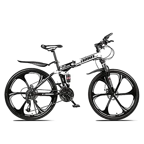 Folding Mountain Bike : PBTRM 24 / 26 Inch Mountain Bikes, 21 / 24 / 27 Speed Foldable Mountain Bike, High-Carbon Steel Frame, Hardtail Bicycles, Dual Disc Brake And Double Suspension Mens Bicycle, C26, 27 Speed