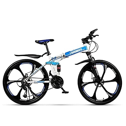 Folding Mountain Bike : PBTRM 24 / 26 Inch Mountain Bikes, 21 / 24 / 27 Speed Foldable Mountain Bike, High-Carbon Steel Frame, Hardtail Bicycles, Dual Disc Brake And Double Suspension Mens Bicycle, D24, 24 Speed