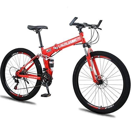Folding Mountain Bike : PBTRM 30 Speed Folding Mountain Bike 26 Inch MTB Bike, Front And Rear Double Shock Absorbers, Double Disc Brakes, Fast Folding, Mountain Bicycle for Men And Women