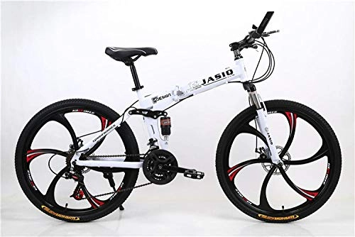 Folding Mountain Bike : peipei 24 / 26 inch wheel adult student mountain bike 21 / 24 / 27 variable speed road bike man front and rear mechanical racing riding-White Six-knife_24 inch (150-170cm)_27 Speed