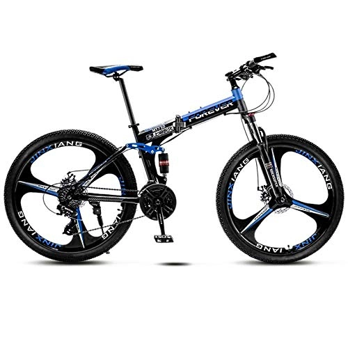 Folding Mountain Bike : PengYuCheng Full suspension mountain folding bicycle 24 speed bicycle 26 inch men's mountain bike disc brake city bicycle, fully adjustable front and rear suspension, off-road bicycle-q12