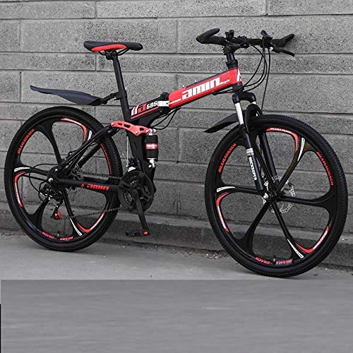 Folding Mountain Bike : PengYuCheng Mountain bike, city bike, bicycle for men and women, 24-speed steel frame 26-inch multi-spoke wheel, double suspension folding bike q17
