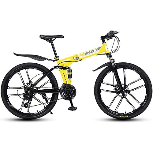 Folding Mountain Bike : PLAYH Old Folding Mountain Bikes, Fully Light Aluminum Frame Road Bicycles With Suspension Suspension Disc Brake Fork (Color : A)