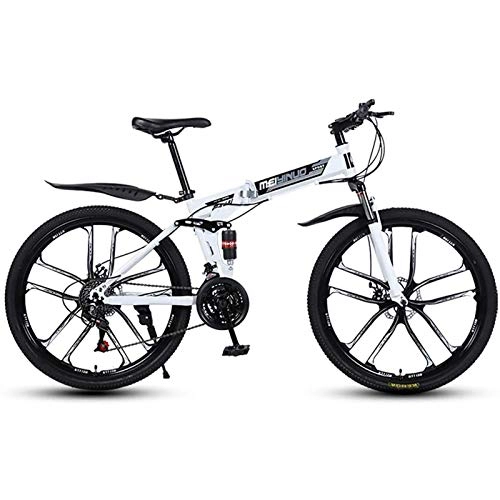 Folding Mountain Bike : PLAYH Old Folding Mountain Bikes, Fully Light Aluminum Frame Road Bicycles With Suspension Suspension Disc Brake Fork (Color : D)