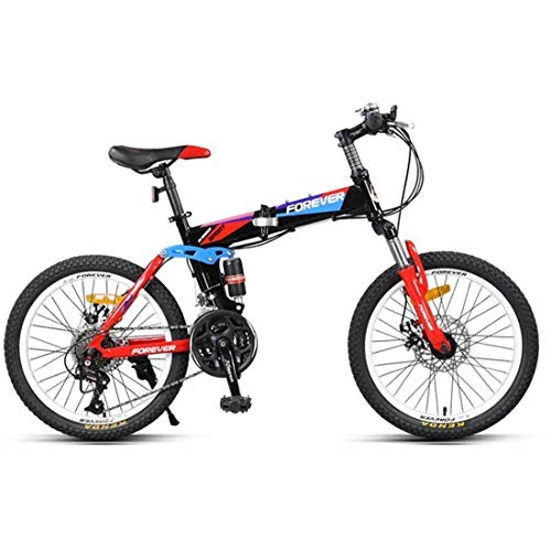 Folding Mountain Bike : Portable 20 Inch Bike 21 Speed Fold Bicycle Lightweight High Carbon Steel Frame For Adult