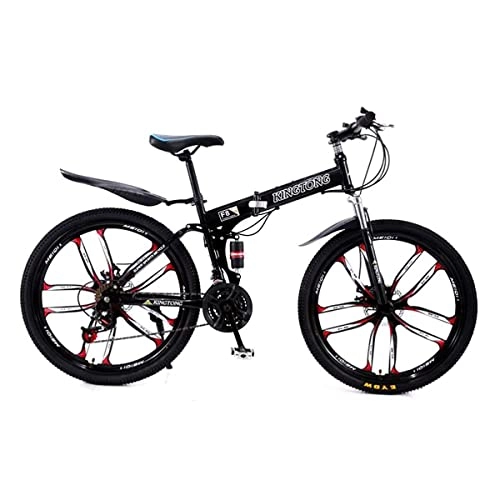 Folding Mountain Bike : Professional Racing Bike, 26 inch Foldable Mountain Bike Carbon Steel 21 Speeds with Shock-Absorbing Front Fork Foldable Men MTB Bicycle for Men Woman Adult and Teens, Multiple Colors / Black