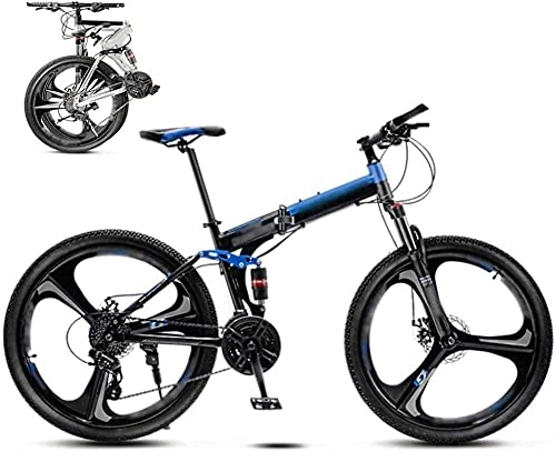Folding Mountain Bike : Professional Racing Bike, 26-Inch Mountain Bike Unisex Folding Commuter Bike 30-Speed Gear Foldable Mountain Bike Cross-Country Variable Speed Bicycle Men and Women Double Disc Brakes-A_30 Speed, a, 21