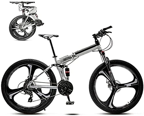 Folding Mountain Bike : Professional Racing Bike, 26 inch MTB Bicycle Unisex Folding Commuter Bike 30-Speed Gears Foldable Mountain Bike Off-Road Variable Speed Bikes for Men and Women Double Disc Brake-at_27 Speed, at, 24 Spe