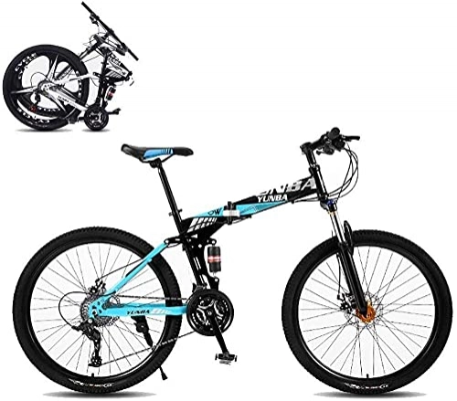 Folding Mountain Bike : Professional Racing Bike, Foldable Mountain Bike 8 Seconds Fast Folding MTB Bicycle 26 Inches 21 Speed Steel Frame Dual Disc Brake Folding Bike for Off-Road Outdoor City Cycling Travel-26Inch_C, 26Inch
