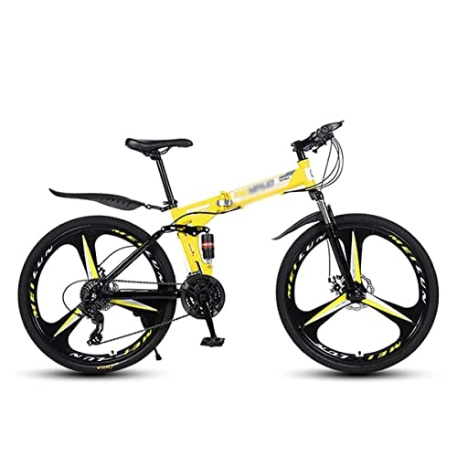 Folding Mountain Bike : Professional Racing Bike, Folding Mountain Bike 21 Speed Dual Disc Brake 26 Wheels Suspension Fork Mountain Bicycle for Men Woman Adult and Teens / Red / 21 Speed ( Color : Yellow , Size : 27 Speed )