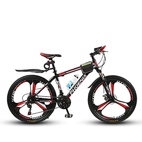 Folding Mountain Bike : PXQ Lightweight 26 Inch Mountain Bike 21 / 24 / 27 Speed Shock Absorber Off-road Bicycles, Dual Disc Brakes and 17" High Carbon Hard Tail Frame, Black, B27S