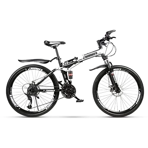 Folding Mountain Bike : QCLU Foldable Mountain Bike, Outdoor Fitness, Recreational Cycling, 26 Inch Spoke Wheel, Trekking Bike Men Bike Girl Bike, Fully Mountain Bike (Color : Black, Size : 27-Speed)