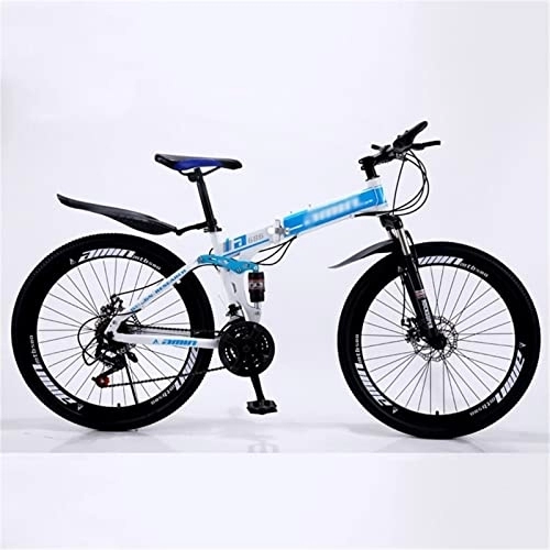 Folding Mountain Bike : QCLU Foldable Mountain Bike, Outdoor Fitness, Recreational Cycling, 26 Inch Spoke Wheel, Trekking Bike Men Bike Girl Bike, Fully Mountain Bike (Color : Blue, Size : 24-Speed)