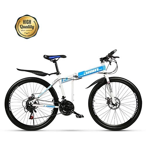 Folding Mountain Bike : QIANG Folding Mountain Bicycle Men'S Light Work Adult Adult 21 Speed Portable Adult 16 / 20 Inch Small Student Male Bicycle Folding Bicycle Bike Carrier, Blue-24inch-Spokewheels