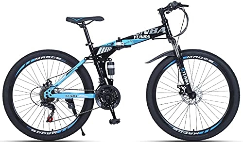Folding Mountain Bike : Qianglin Folding Mountain Bike for Men, 21-27 Speed Foldable Adult Mountain Bicycles with Disc Brakes, Lockable Full Suspension Front Fork, Womens Outdoor Road Bike