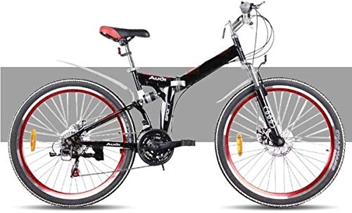 Folding Mountain Bike : Qianqiusui 26" Wheel Mountain Bike, 21 Speed 16" Frame Black Red, Red, 24" (Color : Red, Size : 24")