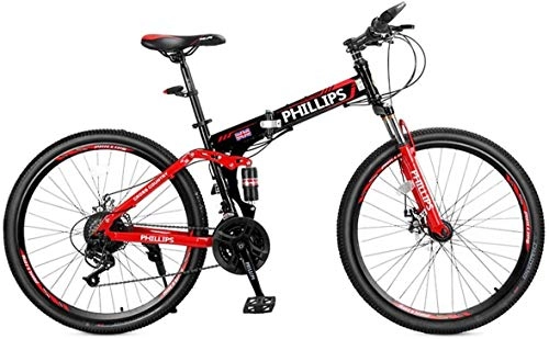 Folding Mountain Bike : Qianqiusui Mountain Bike, 17" Inch Steel Frame, 24 / 27-speed Shimano Rear Derailleur And Micro-shift Rotational Shifters, alloy Wheel Rims, 4, 27speed (Color : 3, Size : 24speed)