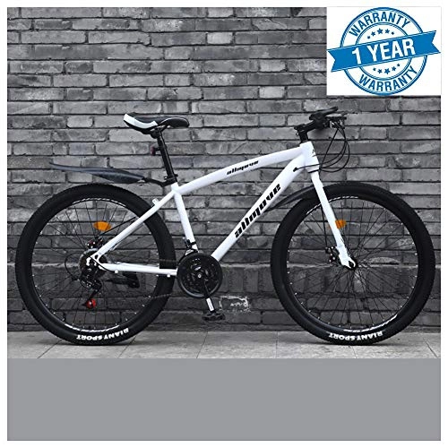 Folding Mountain Bike : QIMENG 24 Inch Mountain Bikes Cruiser Bike 21 / 24 / 27 / 30 Speed Hardtail Mountain Bikes High-Carbon Steel Frame Off-Road Front Suspension Mechanical Disc Brakes Suitable Height 145-176Cm, B, 21 speed