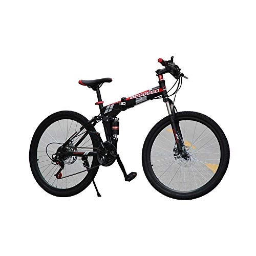 Folding Mountain Bike : Qinmo Folding Mountain Bike 26 inch 21 Speed Variable Speed Off-Road Double Shock Absorber Double Disc Brakes Men's Bicycle for Outdoor (Color : B)