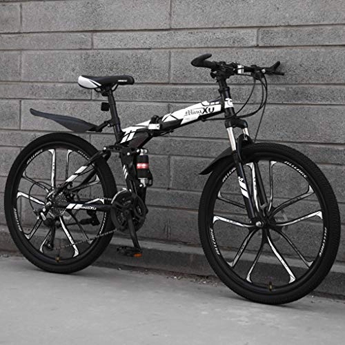 Folding Mountain Bike : Qj Mountain Bike 27 Speed Steel Frame 26 Inches Dual Suspension Folding Bike, a