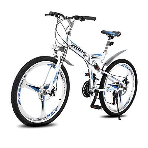 Folding Mountain Bike : Qj Mountain Bike Bicycle 27 Speed MTB 26 Inches Dual Suspension Folding Bike, Blue