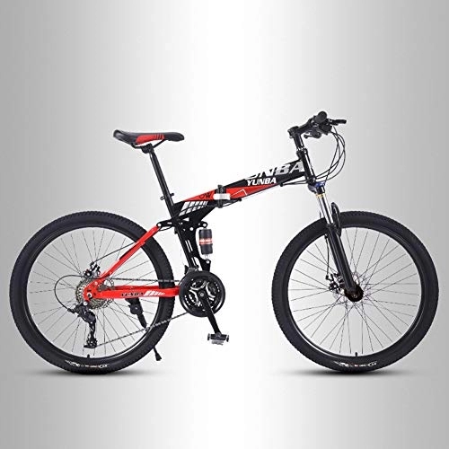 Folding Mountain Bike : QMMD Mountain Bikes 26-Inch, Adult Foldable Frame Bicycle, Dual Disc Brake Anti-Slip Bikes, High-carbon Steel, Mountain Bicycle, All Terrain Mountain Bike, A Spokes, 21 speed
