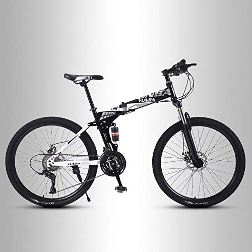 Folding Mountain Bike : QMMD Mountain Bikes 26-Inch, Adult Foldable Frame Bicycle, Dual Disc Brake Anti-Slip Bikes, High-carbon Steel, Mountain Bicycle, All Terrain Mountain Bike, B Spokes, 27 speed