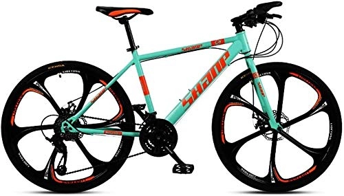 Folding Mountain Bike : QXX 24 Inch Mountain Bikes, Dual Disc Brake Hardtail Mountain Bike, Mens Women High-carbon Steel All Terrain Alpine Bicycle (Color : 30 Speed, Size : Blue 6 Spoke)