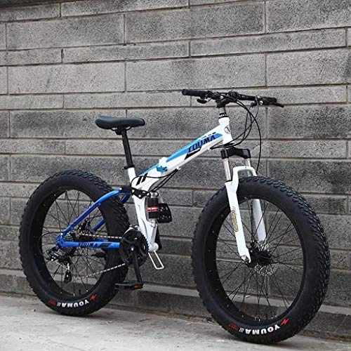 Folding Mountain Bike : QZ Men's Mountain Bikes, 26Inch Fat Tire Hardtail Snowmobile, Dual Suspension Frame And Suspension Fork All Terrain Mountain Bicycle Adult (Color : A, Size : 27 speed)