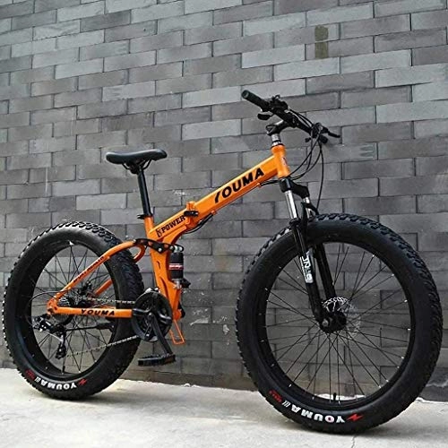 Folding Mountain Bike : QZ Mountain Bikes, 24Inch Fat Tire Hardtail Men's Snowmobile, Dual Suspension Frame And Suspension Fork All Terrain Mountain Bicycle Adult 6-6 (Color : F, Size : 27 speed)