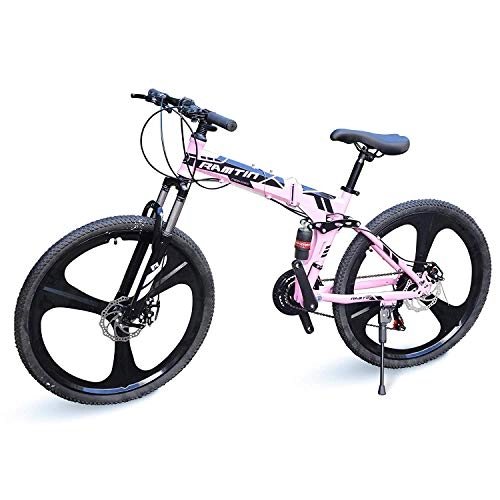 Folding Mountain Bike : ramtin bike Pink Folding 3 Spoke Alloy Rim Mountain Bicycle