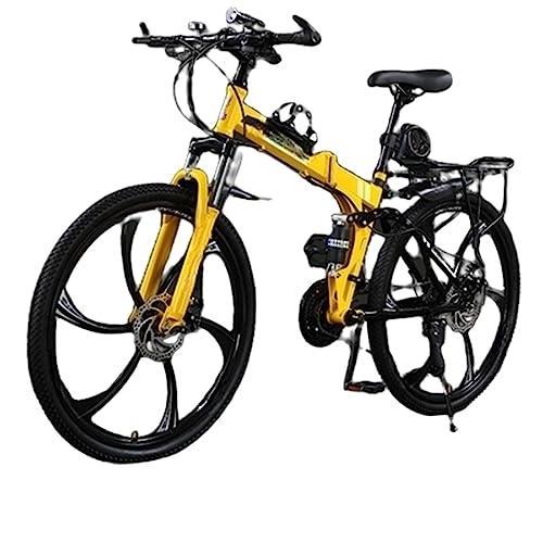 Folding Mountain Bike : RASHIV Folding Mountain Bike, 26-inch Adult Cross-country Variable Speed Outdoor Bike, Sensitive Mechanical Disc Brake, Easy Assembly, for Men / Women (yellow and black 30 speed)